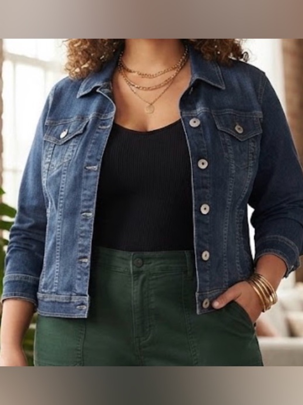 Merona Dark Wash Denim Jacket XXL Plus Size Classic Button Down Trucker